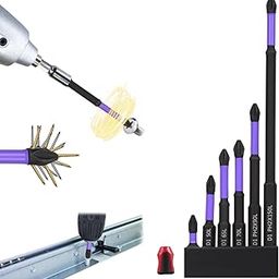 MAKABEE 6+1pcs Upgraded High Hardness and Strong Magnetic Bits+ Magnetizer, D1 Magnetic Drill Bits Anti-Slip Impact Resistance Phillips Cross Slot Screwdriver Bit Set for Electric Impact Drill Hand-image-6