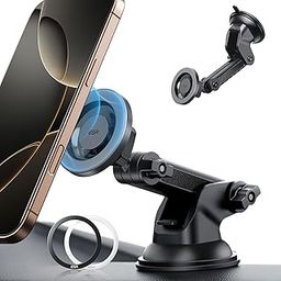 ESR for MagSafe Car Mount, Dashboard Magnetic Phone Holder for Car, 360°Rotation, Car Phone Holder for iPhone 16e/16/15/14/13/12, Samsung, Strong Magnets, Natural Titanium (with 2 MagSafe Rings)-25