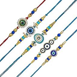 perpetual Rakhi for Brother And Bhabhi Eco Friendly Evil Eye Shape Rakhi Bracelet And Rakhi For Brother Set of 5 With Fridge Magnet As Gift-2