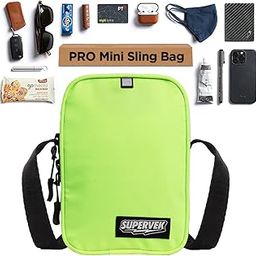 Pro Small Sling Bag for Men Women Crossbody - Water-Resistant Small Side Bag for men travel - Cross Body Shoulder Hand Mini Bag for men - Passport Small Bags for Mens - Streetwear Neon Green-image-4