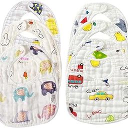 WooAttire 6 Layer Muslin Bib with 100% Organic Cotton Bibs for New Born Baby, Ultra Soft Skin Friendly, Comfortable & Lightweight-image-19