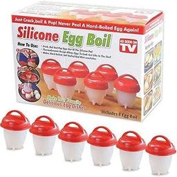 6 Pack Egg Cooker,Hard & Soft Maker,Egg Cups,No Shell,BPA Free,Non Stick Silicone,Boiled (453)-0