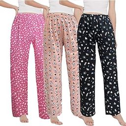 Women Cotton Night Pant 3 Pack With Drawstring Waist Colours/Prints may Vary-13