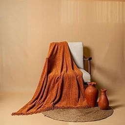 Lightweight Soft Chenille Throw | Throw Blanket for Sofa, Bed, Chair & Travel | Rust Throw Blanket | Pack of 1, 130 x 180 cm-21