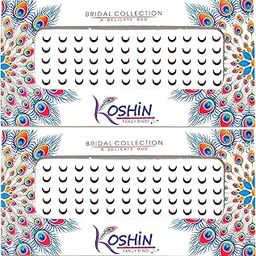 KOSHIN Dark Maroon Half Moon Shape Small Size Height 5mm x Width 6mm Forehead Bindi for Girls Women Ladies - Velvet Kumkum Self Adhesive | Chandrakor | Crescent | Chand | Combo Pack 2-11