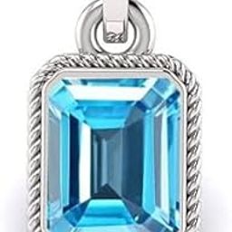 11.00 Carat Excellent Quality Blue Topaz Gemstone Silver Plated Pendant for Mens and Womens-image-46