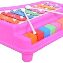 Musical Xylophone with Educational Music Cards, 8 Colourful Keys, Pink-image-75