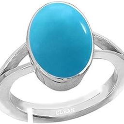 Clean Gems Turquoise/Firoza 10.25 Ratti or 9.5 Carat Astrological Certified Natural Gemstone bis Hallmark 925 Sterling Silver Adjustable Ring for Women - nv31025-image-84