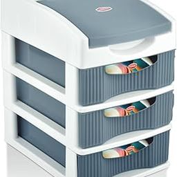 CSM 3-Tier Plastic Modular Drawer Storage Chest(SPACIA-3-GY), Small Size, Grey-image-45
