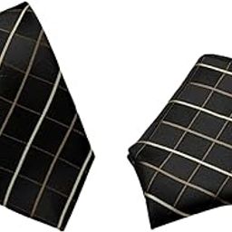Mens Necktie Set with Pocket Square gift set Business Wedding Party Work free size Brown Golden color-picture-48
