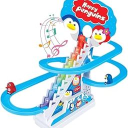Storio Penguin Slide Track Set Toys for Kids - Penguin Stair Climbing Toys for Kids, Escalator Toy with Lights and Music with 3 Penguins-image-2