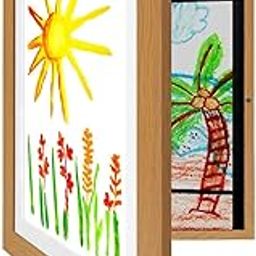 oddpod™ Kids Art work Wooden Display Frame for Wall Showcase & Storage/Interchangeable Photo Frame with Front Opening for Drawings, Pictures, Paintings, Wall Decor for Kids Room - Wooden-14