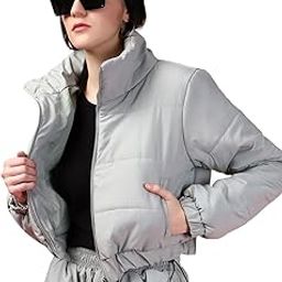 Cropped High Neck Quilted Winter Puffer Jacket-36