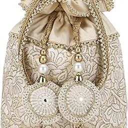 Dangle Floral Embroidered Faux Silk Potli-image-50