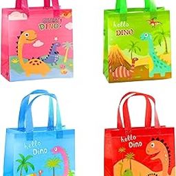 GOLD LEAF Dinosaur Theme Non-Woven Reusable Party Favor Bags – 6pcs Candy Treat Gift Bags for Kids Birthday, Dino-Themed Party Supplies, Return Gifts (Multicolor)-image-8