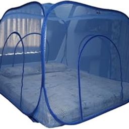 Sukoon Double Bed Foldable Mosquito Net | Nylon 60GSM Strong Net | 7ft X 7ft Tent Type Square Pattern | Four Side Doors | Portable Mosquito net for Bed | Spring Metal Wires | for Indoor Use. (Blue)-image-21