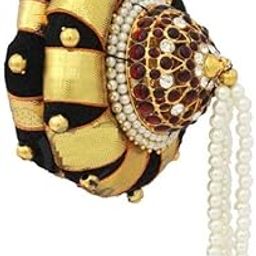 Andal Kondai Full Red With White Kempstones With Decorative Hair Ring Ethnic Hair Accessory For Bridal, Bharatanatyam Traditional Hair Styal (AD:00127)-image-52