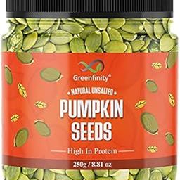 GreenFinity Raw Pumpkin Seeds - 250 g, High Fiber, Protein Rich Superfood and Antioxidants Pepita | Immunity Booster, Diet Snack-image-1