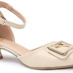 Women's Pointed Toe Ankle Strap Heel with Decorative Buckle-image-94