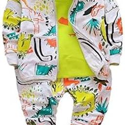 Googogaaga Boy's Cotton Printed Hoodie Sweatshirt with Joggers in White Baby Boys Clothing Set-image-3