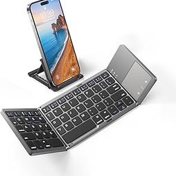 MICROWARE Foldable Bluetooth Keyboard with Touchpad, Full-Size Wireless Folding Keyboard, Portable Travel Keyboard for iOS Android Windows Mac OS, Support 3 Devices (BT5.1 x 3)-image-15