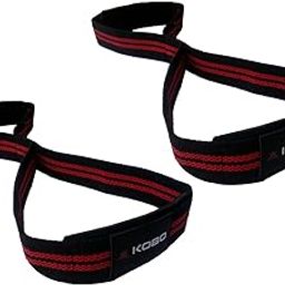 KOBO Figure 8 Neoprene-Padded Lifting Straps Exercise & Fitness (Pair) - RED-image-96