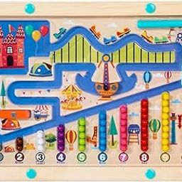 JBM ENTERPRISE Wooden Magnetic Amusement Park Maze – Montessori Learning Puzzle for Kids Ages 3-5 | Color Bead & Number Maze Board | Travel-Friendly Brain Development Toy-image-21