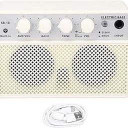 Electric Bass Amplifier, 10W DC5V 1A BT Bass Speaker Stylish Portable Practice Bass Amplifier Dual Channel Rechargeable Electric Bass Amp Built in 2000mah Battery-image-35