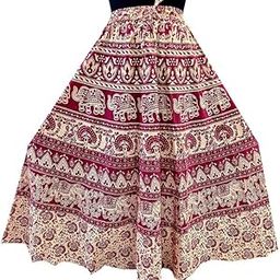 Women Printed Casual Wear Multicolor Cotton Elasticed Full Flared Skirt_Skirt 2-image-55