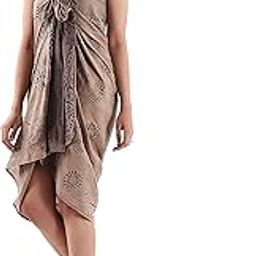 Floral Printed Beach Wear Bikini Cover Up Beautiful Women's Sarong Cotton Swimwear Pool Party Dress Wrap Sarong Dress (Grey)-17