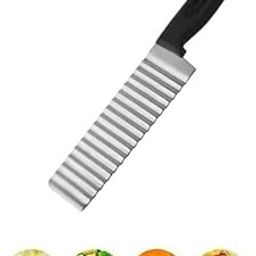 Stainless Steel Potato Cutter, Crinkle Choppers French Fries Chips Chopping Knives with Nylon Handle Chopping Knife Carrot Vegetable Salad Waves Cutting (1pcs-Knife Crinkle Cutter)-27