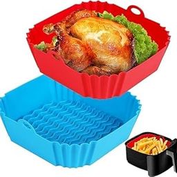 ITUSHA Air Fryer Silicone Liners, Square Air Fryer Silicone Basket,Heat Resistant Easy Cleaning Air Fryers Oven Accessories, Reusable Air Fryer Silicone Bowl (2 PCS Square)-30