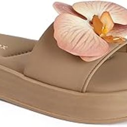 Women's Stylish Orchid Flower Slide Slippers | Floral Casual Flats | Soft Sole Indoor Outdoor Sandals – Available in Beige & Black-picture-19