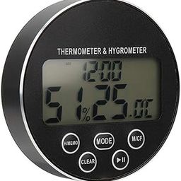 EXCLUZO Kitchen Digital Timer,-10℃-50℃ 14℉-122℉ Multifunctional Meter Gauge Thermometer Hygrometer Black for Household Digital Timer Thermometer-30