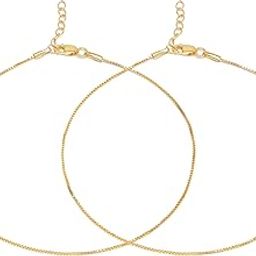 925 Sterling Silver Modest Minimal Gold Plating Anklet (Pair) | Gift for Women & Girls | With Certificate of Authenticity & 925 Stamp|Mother's Day-image-7