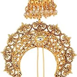 Southern Bling Hair Jewelery Choti Jadai Billalu Indian, Hair Decoration Pin/Brooch With Hook Wedding Bridal Free Size Jewelry for Women - Pack Of 1-image-15