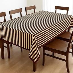 KINGLY Striped Velvet Dining Table Cover – Brown Stripe – 54x90 inch – for 6-8 Seater Table-image-98