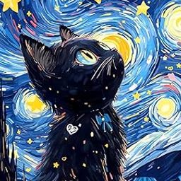 TREXEE DIY 5D Diamond Painting Kits, Black Cat Diamond Art Kits for Adults, Full Drill Diamond Dots Gem Paintings Canvas for Beginners, Perfect for Festival Home Wall Decor Starry Night (Frameless)(12x16 inch)-image-79