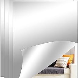 Delma Unframed Mirror Tiles Mirror Wall Stickers (Non Glass),Thick Self Adhesive Acrylic Mirror Sheets,Rectangular Wall Mirror Stickers (6.3'' X 8.3'' X 0.07'' - 4Pcs), White-25