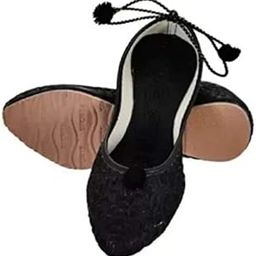 Women's Jutti of Black Color with Laces at Back Rexine Material with PVC Sole-image-98