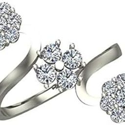 DISHIS18k (750) White Gold Blue Sapphire Ring for Women-image-76