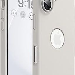 Elzzi Microfiber Logo Cut Cover Compatible for iPhone 16 Case Liquid Silicone Cases Full Body 4 Layer Protective Covers Shockproof Back Cover with High Raised Camera Lips (6.1 inch, Stone Grey)-image-92