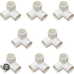 1/2" White UPVC 3-Way Elbow Connector, Pack of 8-image-1