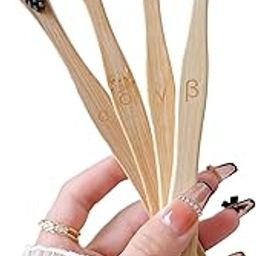 Premium Set of 4 Charcoal Activated Bamboo Toothbrushes | Eco Friendly 100% Natural Toothbrush with Soft Bristles Manual Toothbrush Bamboo (Charco)-1