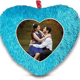 BMRGIFTS Fur Personalized Gift Photo Cushion for Boyfriend Girlfriend Husband Wife on Occasions Valentine's Day Birthday Anniversary Special Love Gift Heart 15x17 inch, Blue (PC55)-image-41