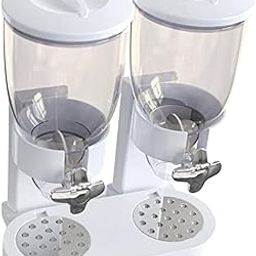 FABLOFT® Cereal Storage Bin Organizer Canister Pantry Grain Sugar Grain Dispenser Box Double Cup White-picture-20