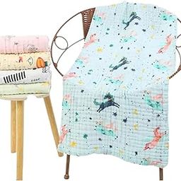 Tinnie Frenzy Muslin Baby Bath Towels, Soft Cotton, Animal Print Design, Pack of 2,3 and 4, White (1, Multicolor Printed, 60 * 120 CM)-22
