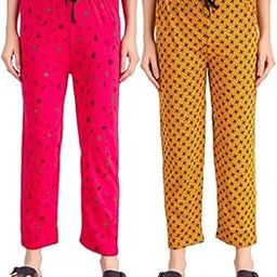 Women Cotton Casual Style Printed Pyjamas With 2 Side Pockets Relaxed Fit - Pack of 2-image-43