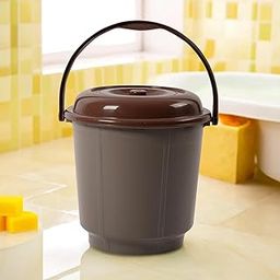 Kuber Industries Bucket | 18 Liter Bucket for Bathroom | Balti for Bathroom | Bathroom Bucket | Plastic Bucket for Daily Use | Bucket with Lid & Handle | Water Storage Bucket | Mink Grey-21