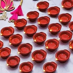 HOMFIL Water Sensor Diya Set | Electric Flameless & Smokeless Diya | LED Water Diyas for Diwali Festival, Balcony, Home & Office Decor | Useful for Diwali Festivals, Home Decor (Pack of 24)-image-38